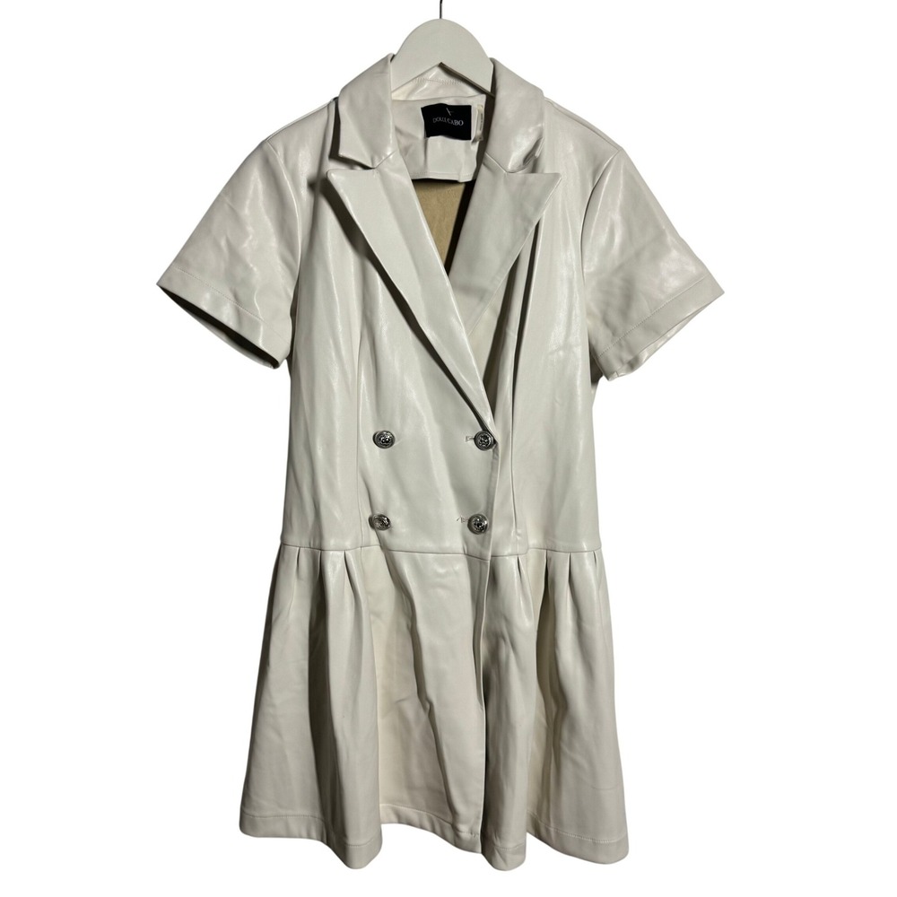 Dolce Cabo Faux Leather Double Breasted Mini Dress Cream S Feminine Preppy Fall